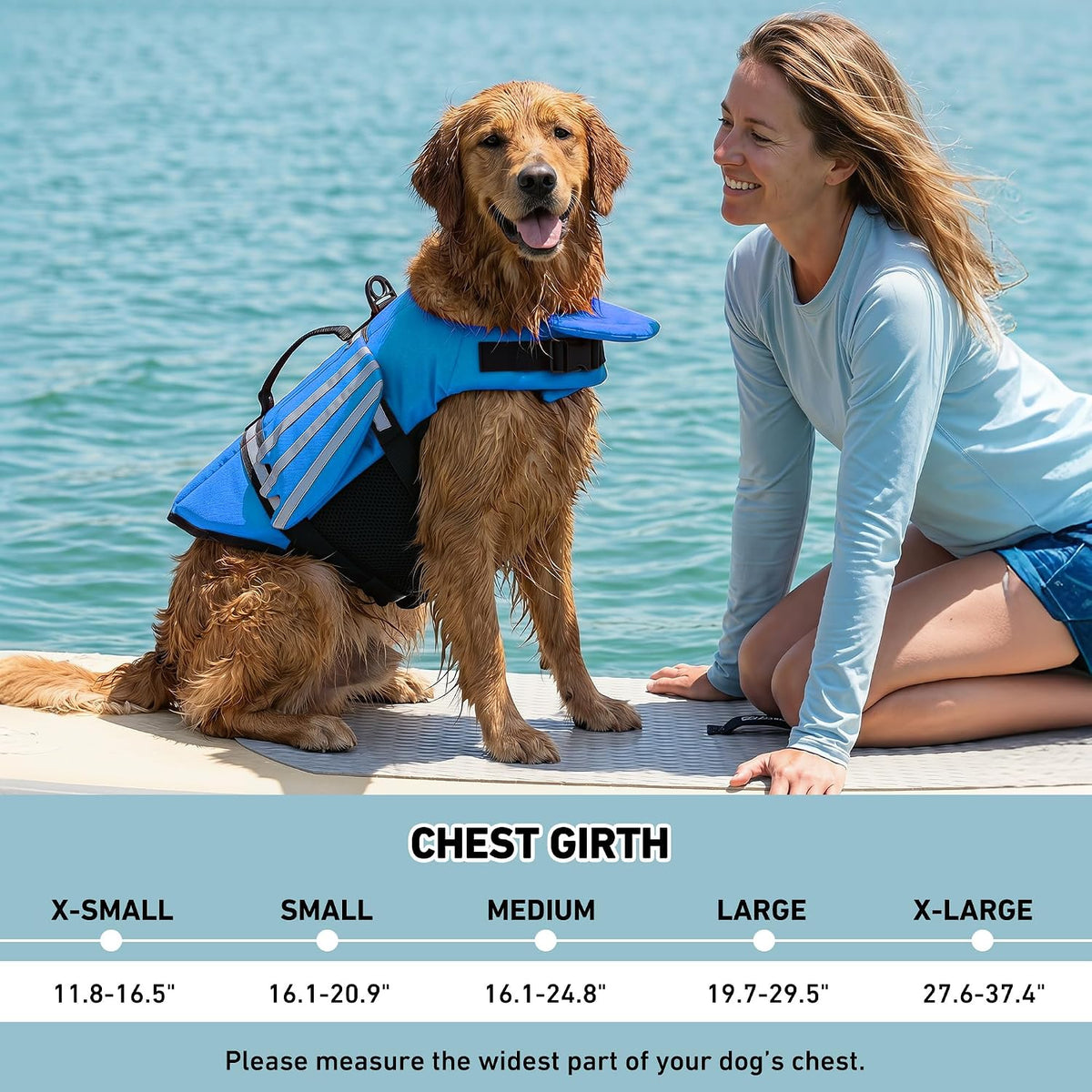 Dog Life Jacket, Cute Wings Adjustable Dog Life Vest with Chin Float and Handle for Swimming Boating Reflective High Buoyancy Swim Float Vest for Small Medium Large Dogs (Blue, XS)