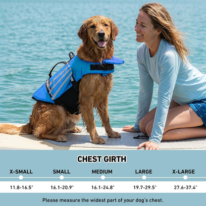 Dog Life Jacket, Cute Wings Adjustable Dog Life Vest with Chin Float and Handle for Swimming Boating Reflective High Buoyancy Swim Float Vest for Small Medium Large Dogs (Blue, XS)