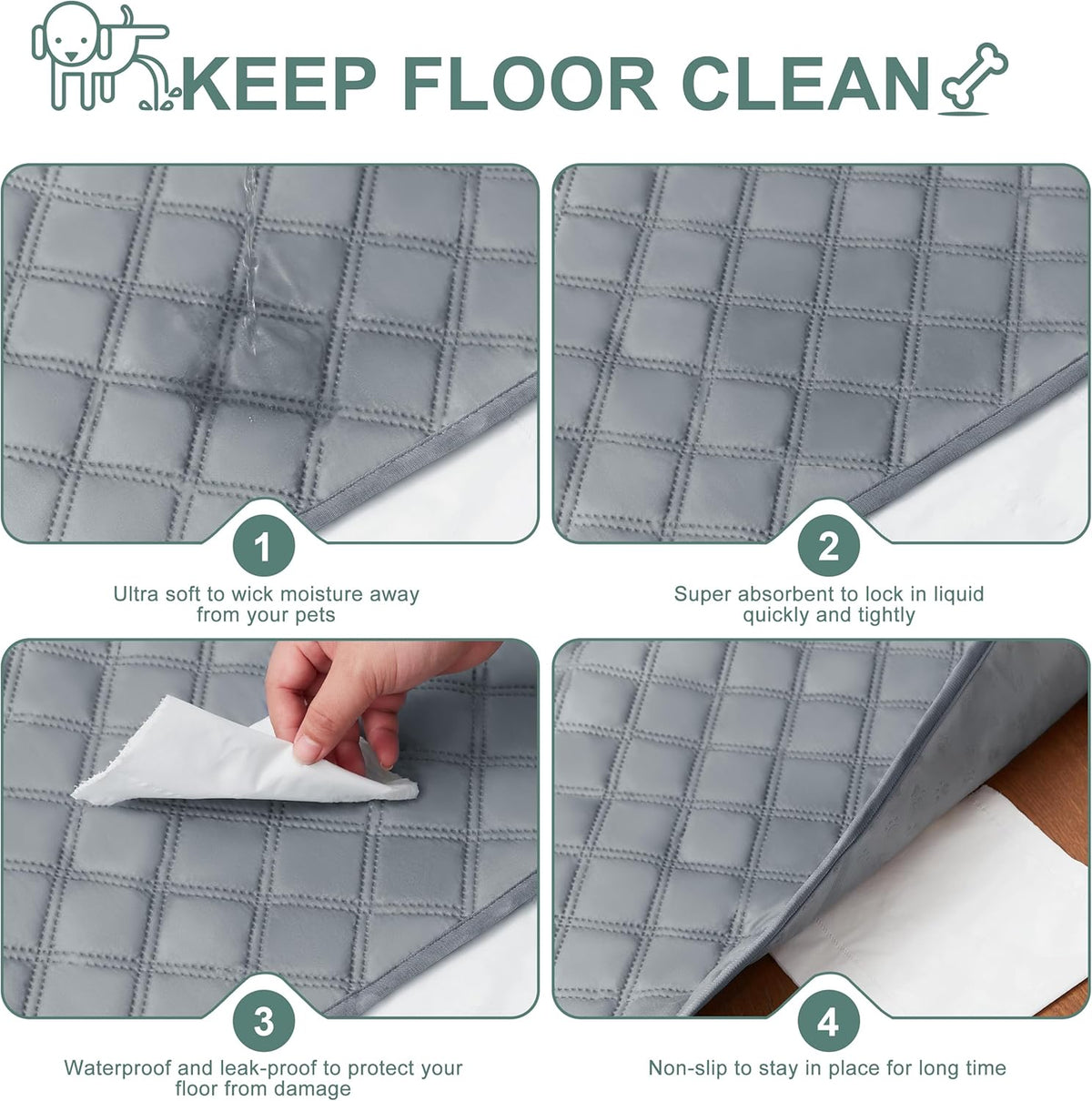 Reusable Washable Pee Pads for Dogs Large/Extra Large 36'' X 41'' 2 Pack, Absorbent Pet Puppy Dog Training Pads Non-Slip, Waterproof Whelping Potty Pads for Dogs Leak-Proof